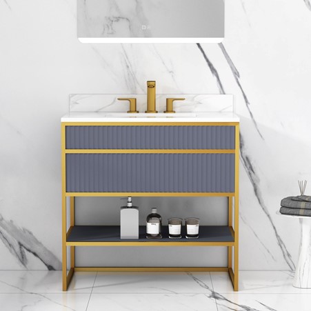 Vienna Rock Grey Push Drawer Vanity Unit