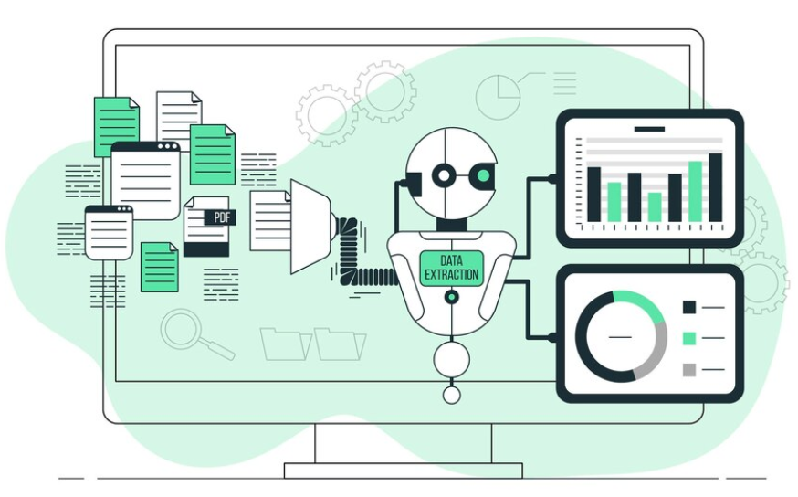 Broken data extraction. Data Extraction. RPA будущего схематично. Robotic process Automation (RPA). Сбор данных и исследование исследовательского робота.