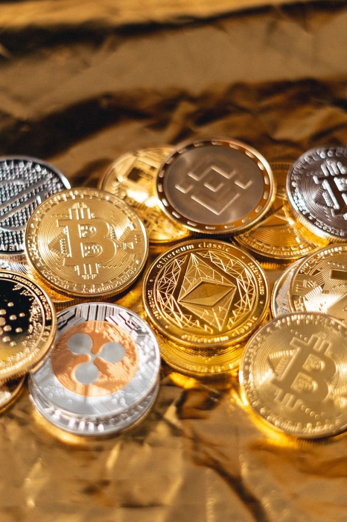 Cryptocurrency - silver and gold round coins