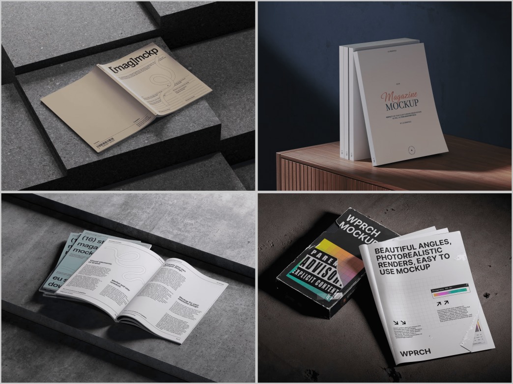 Traditional print mockups for magazines involve printing