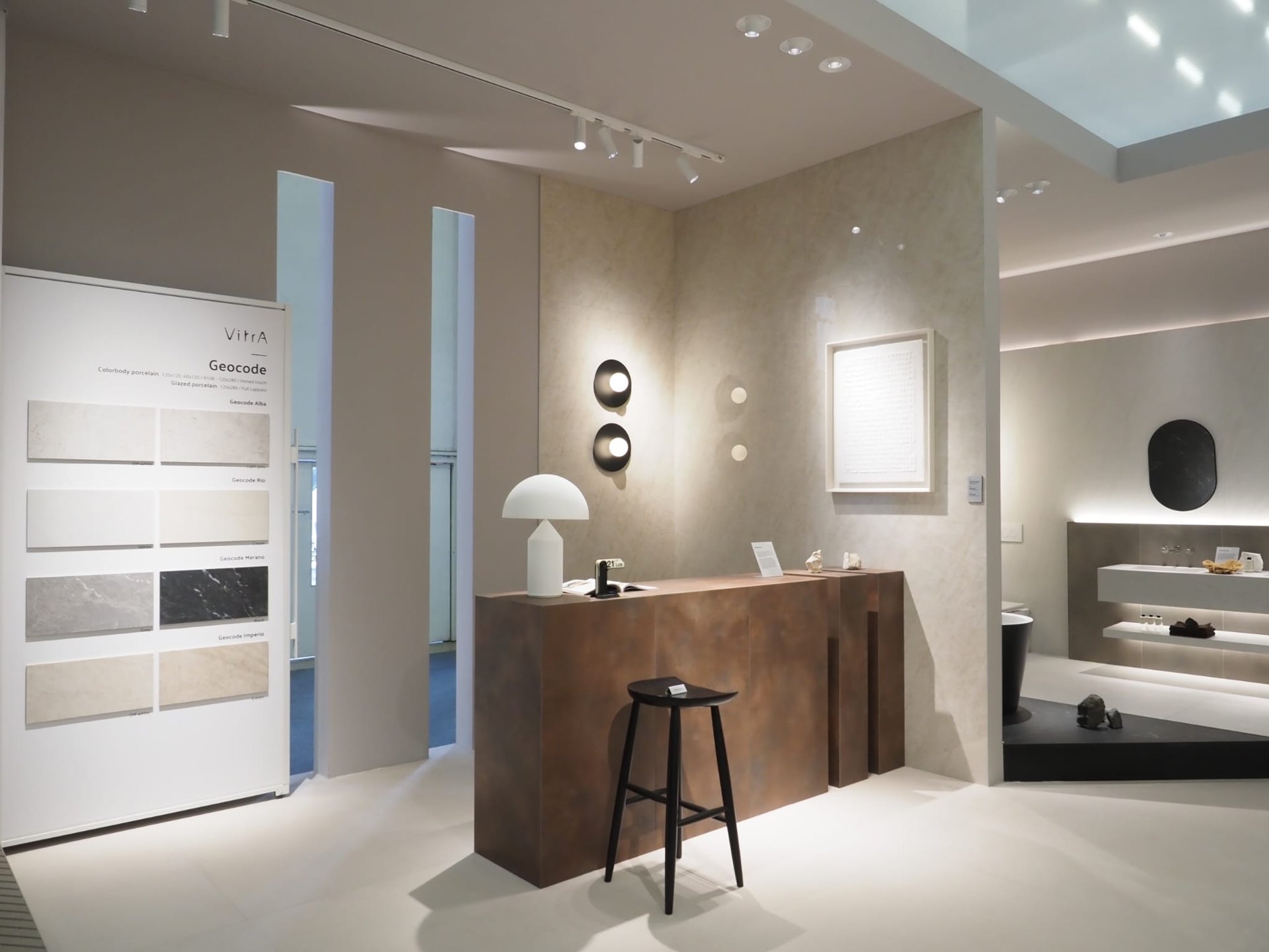 Geocode collection display on the VitrA Tiles stand: Ceramics Maker VitrA Tiles Rolls Out "The Code" and a Revised Set of Design Codes at Cersaie