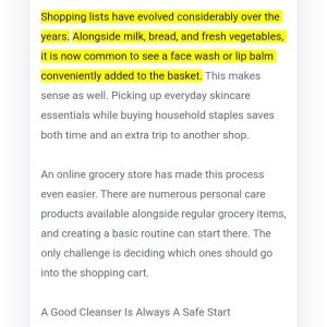 Skincare products commonly found in grocery stores including moisturizers, cleansers, and natural ingredients for daily skincare routines